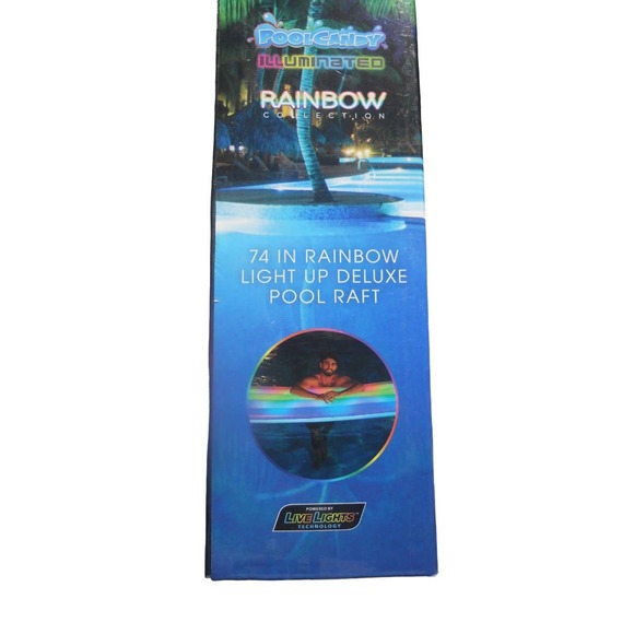 Pool Candy Illuminated 74" Rainbow Light Up Deluxe Pool Raft Float - Free Ship - Picture 8 of 9